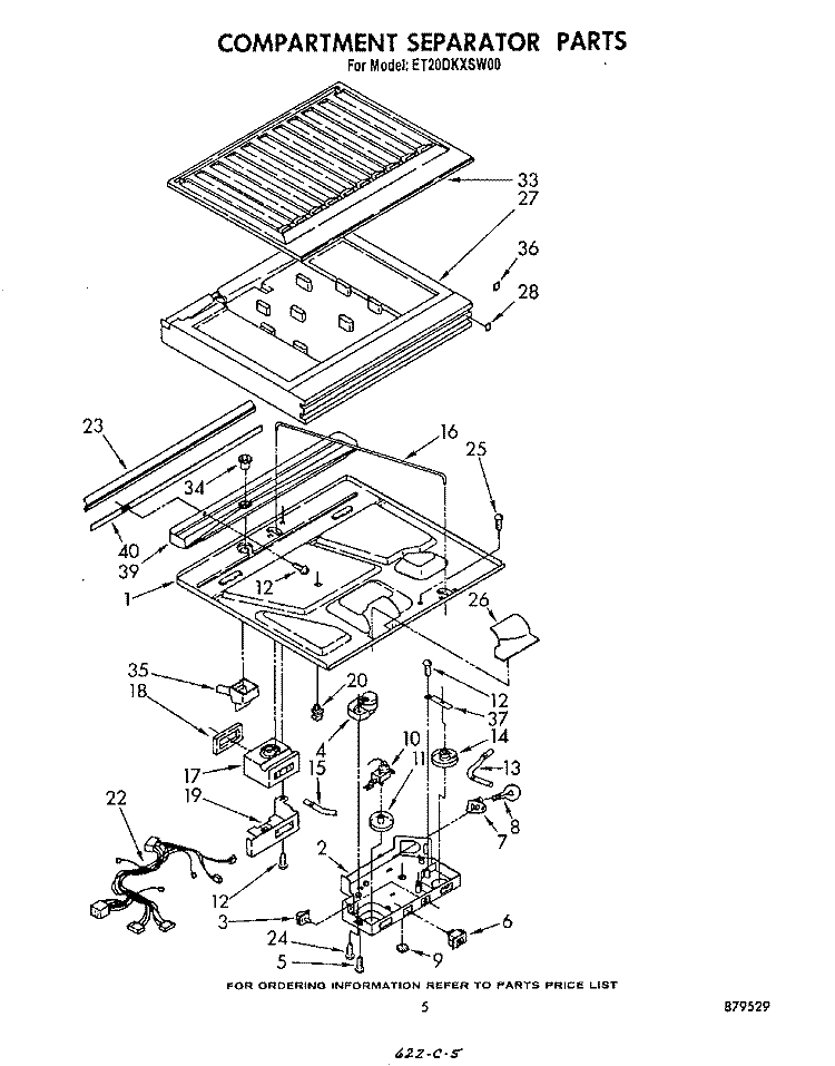 COMPARTMENT SEPARATOR Diagram and Parts List for ET20DKXSW00  Whirlpool Refrigerator