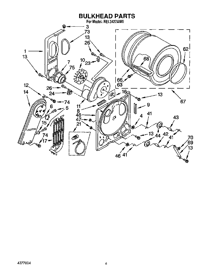 SECTION Diagram and Parts List for REL3422AL0  Roper Dryer