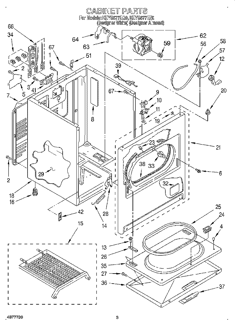 SECTION Diagram and Parts List for KEYS977EZ0  KitchenAid Dryer