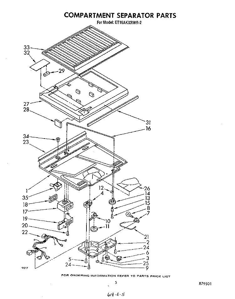 COMPARTMENT SEPARATOR Diagram and Parts List for ET16AKXRWR2  Whirlpool Refrigerator