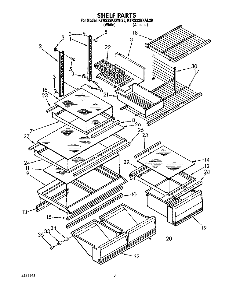 SHELF, LIT/OPTIONAL Diagram and Parts List for KTRS22KXAL20  KitchenAid Refrigerator
