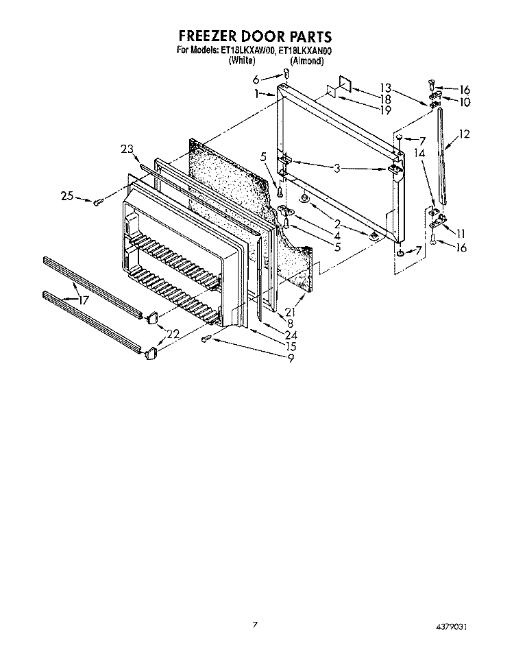 FREEZER DOOR Diagram and Parts List for ET18LKXAN00  Whirlpool Refrigerator