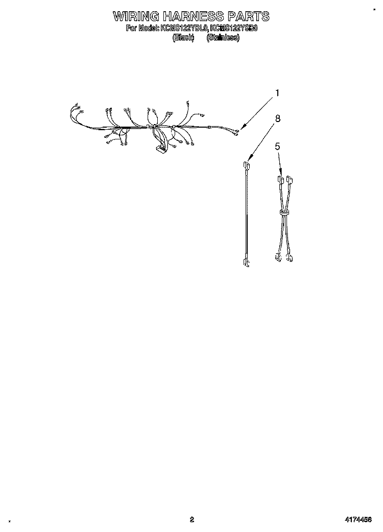 WIRING HARNESS Diagram and Parts List for KCMS122YBL0  KitchenAid Microwave