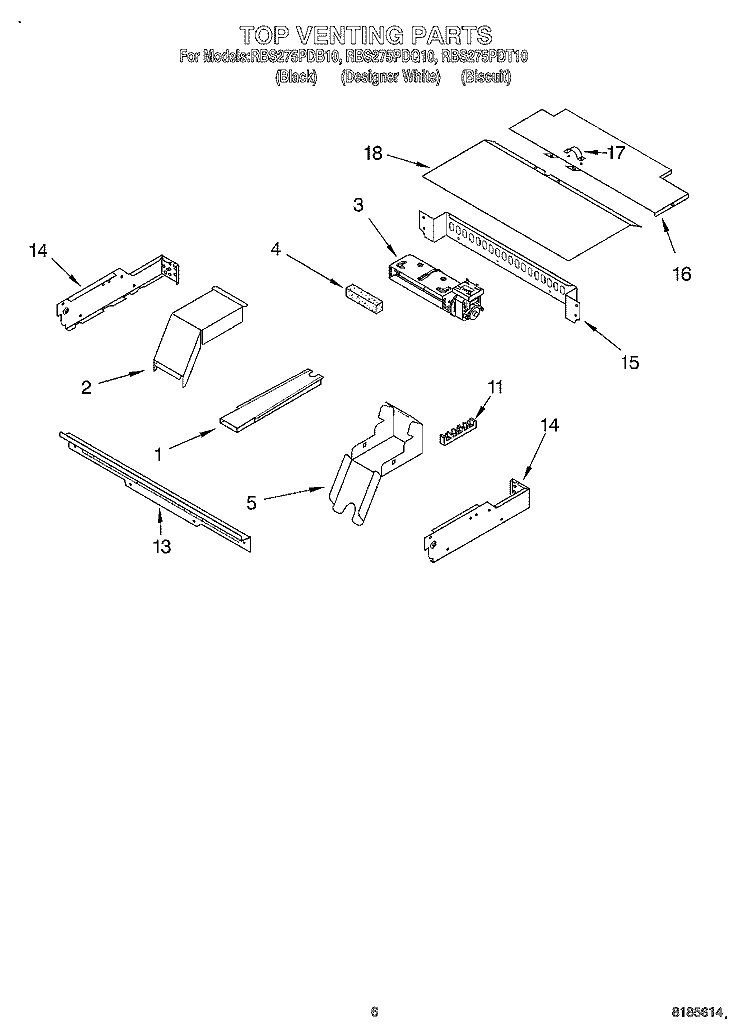 TOP VENTING, OPTIONAL Diagram and Parts List for RBS275PDT10  Whirlpool Wall Oven