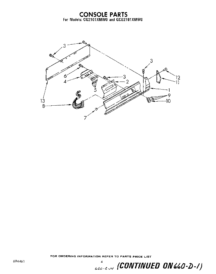 CONSOLE Diagram and Parts List for GCG2101XMW0  Whirlpool Dryer