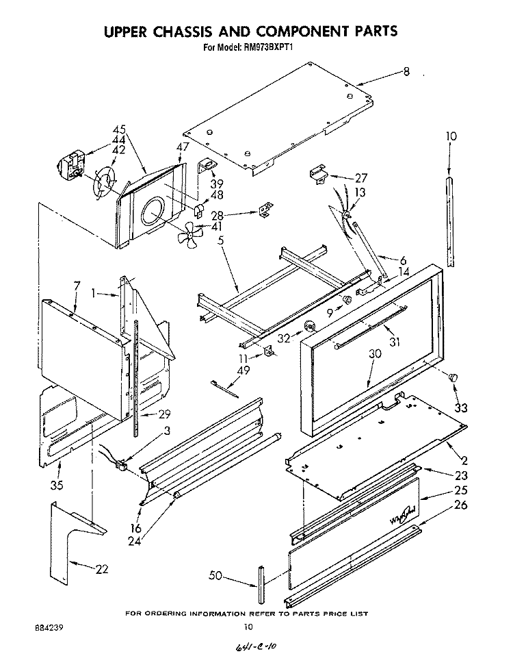 UPPER CHASSIS AND COMPONENT Diagram and Parts List for RM973BXPT1  Whirlpool Microwave Oven Combo