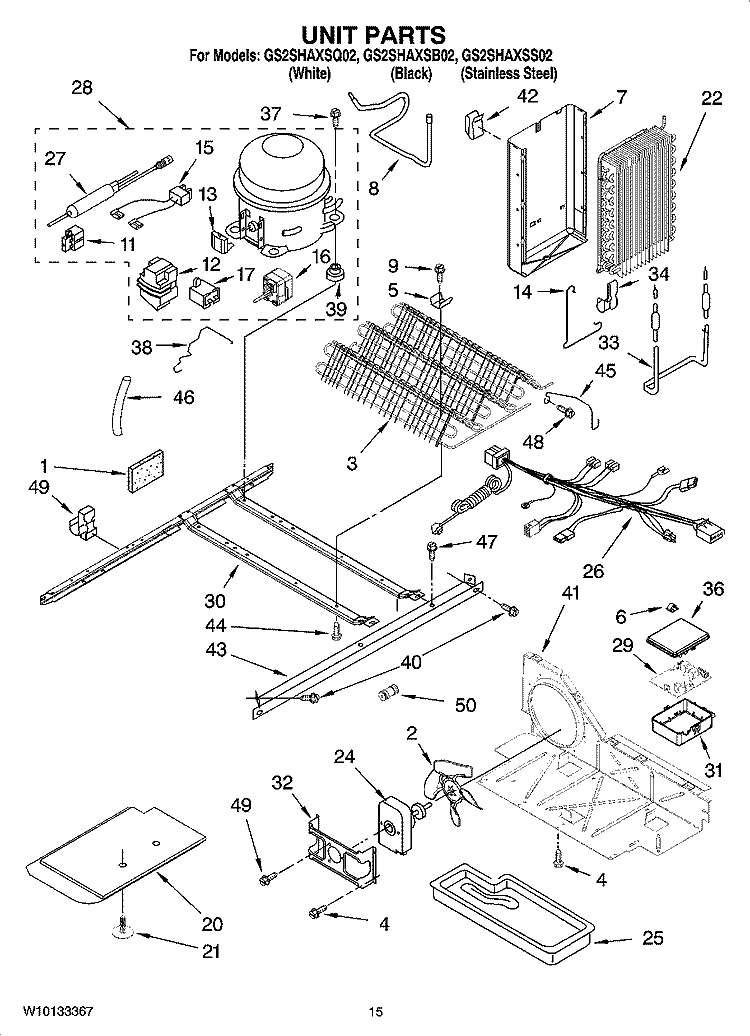 UNIT PARTS Diagram and Parts List for GS2SHAXSQ02  Whirlpool Refrigerator