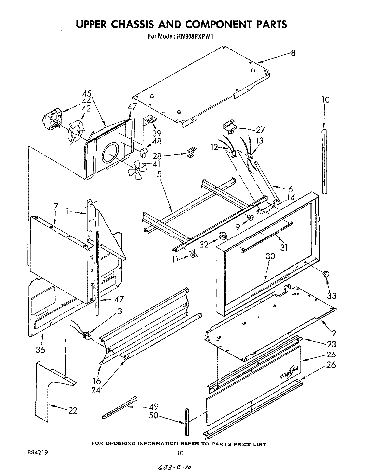 UPPER CHASSIS AND COMPONENT Diagram and Parts List for RM988PXPW1  Whirlpool Microwave Oven Combo