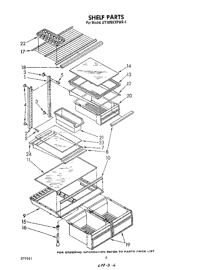 SHELF Diagram and Parts List for ET18MKXPWR5  Whirlpool Refrigerator