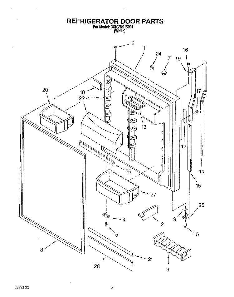 REFRIGERATOR DOOR Diagram and Parts List for 3XKVN515001  Whirlpool Refrigerator
