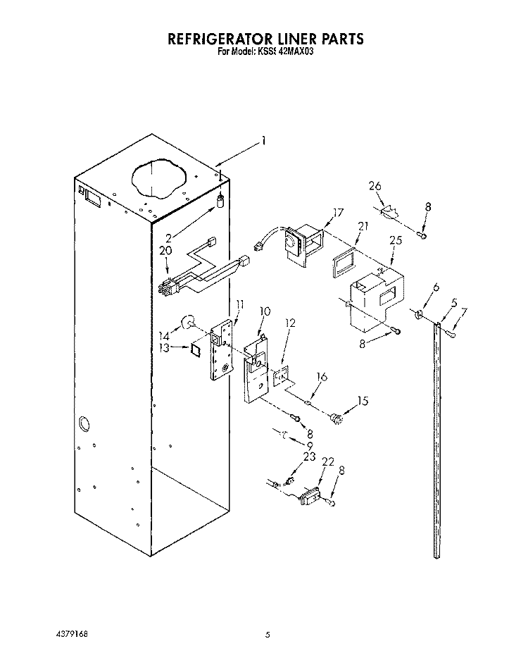 REFRIGERATOR LINER Diagram and Parts List for KSSS42MAX03  KitchenAid Refrigerator