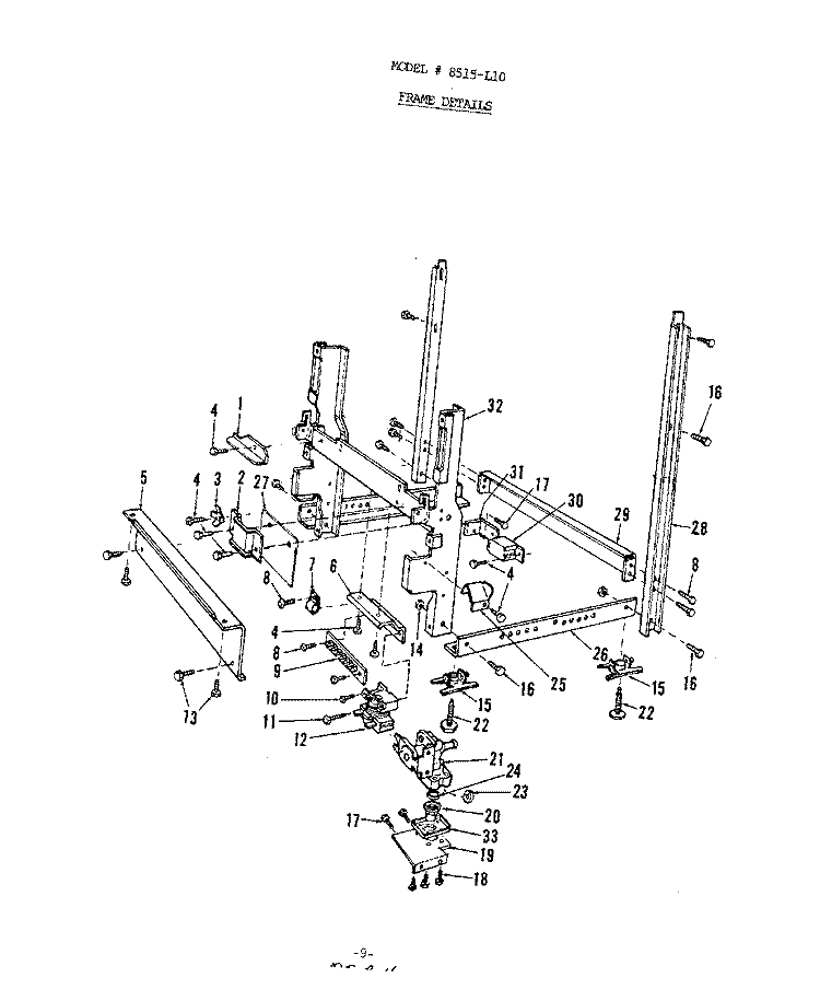 FRAME Diagram and Parts List for 8515L10  Roper Dishwasher