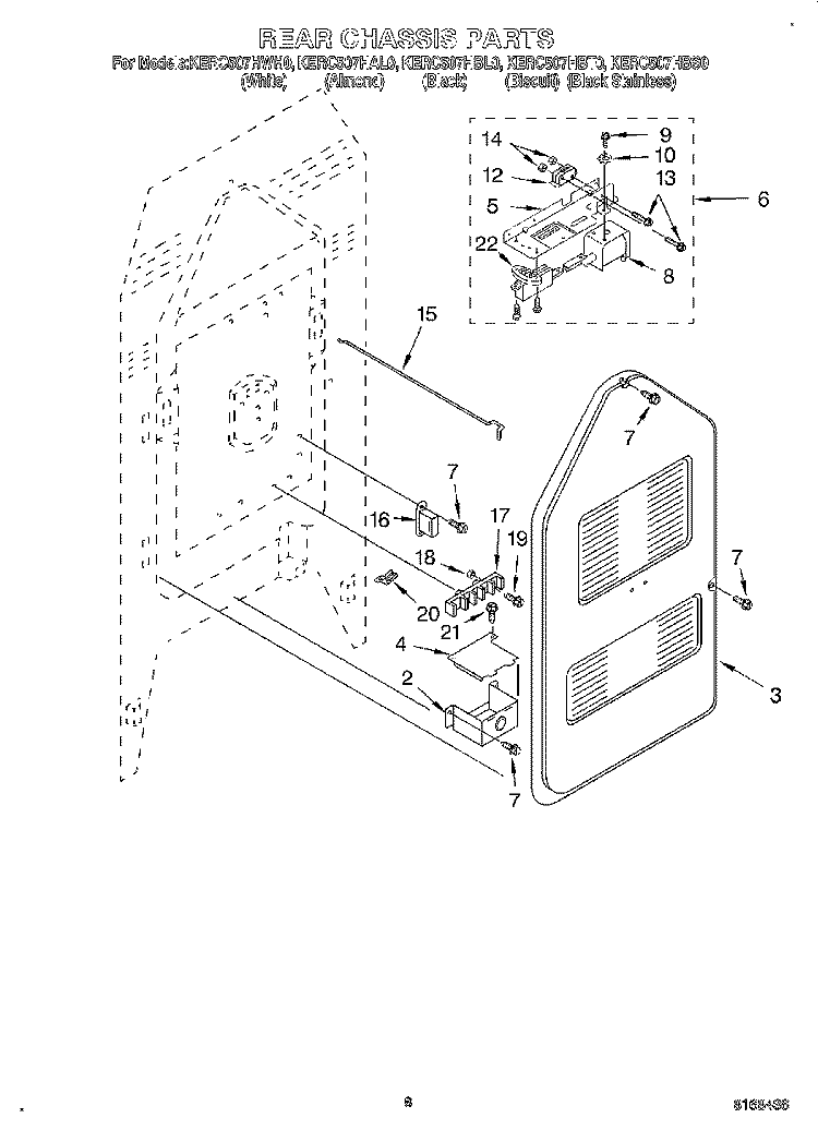 REAR CHASSIS Diagram and Parts List for KERC507HBS0  KitchenAid Range