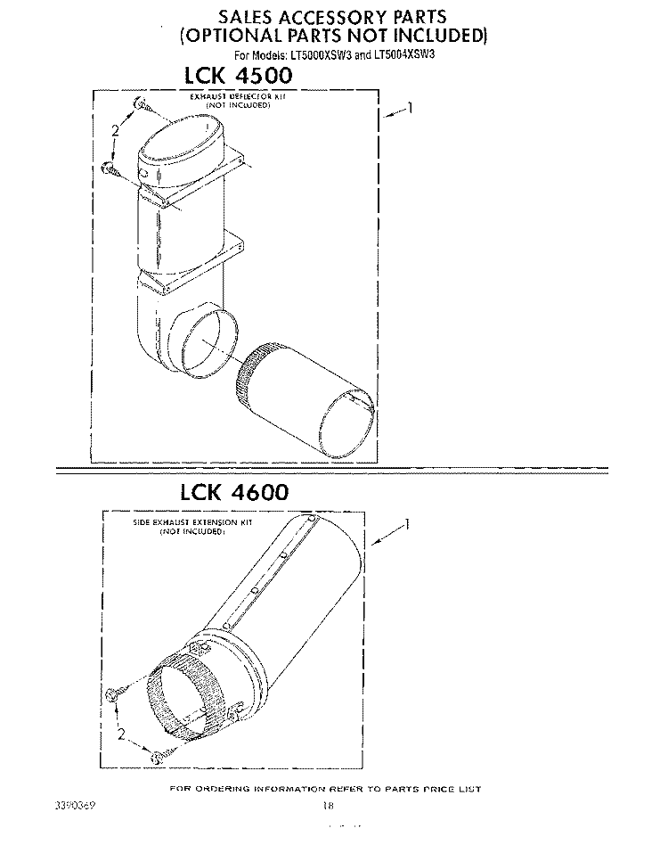 LCK 4500 , LCK 4600 Diagram and Parts List for LT5000XSW3  Whirlpool Washer Dryer Combo