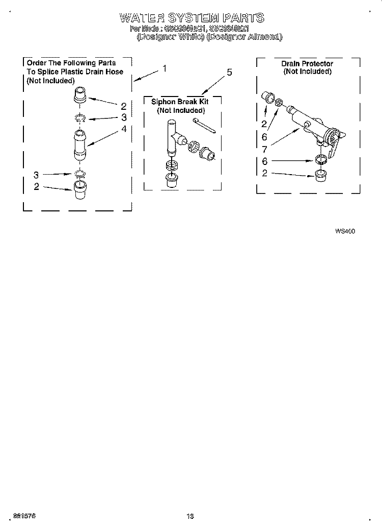WATER SYSTEM Diagram and Parts List for GSQ9340EQ1  Whirlpool Washer