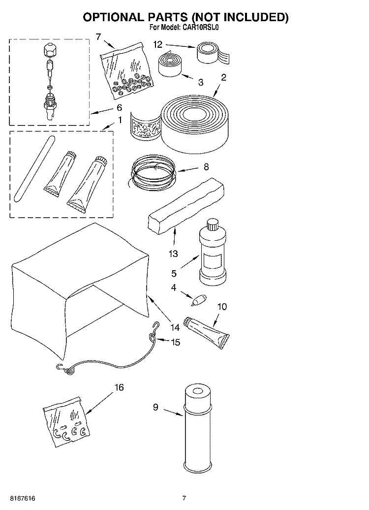 OPTIONAL Diagram and Parts List for CAR10RSL0  Crosley Air Conditioner