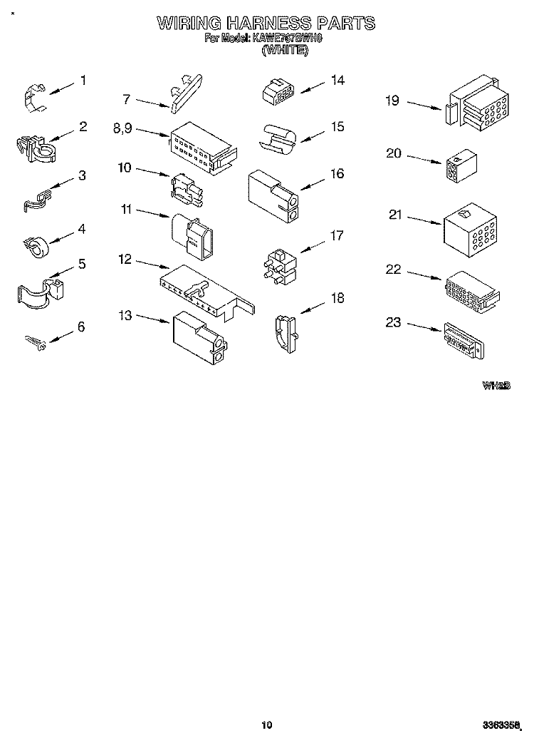 WIRING HARNESS Diagram and Parts List for KAWE767BWH0  KitchenAid Washer