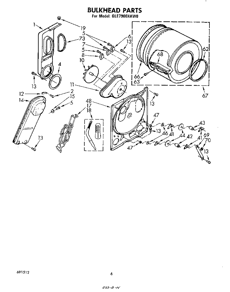 SECTION Diagram and Parts List for GLE7900XKW0  Whirlpool Dryer