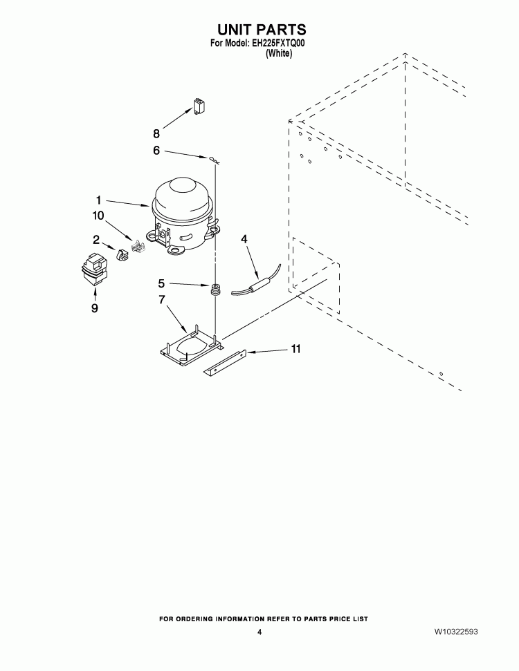UNIT PARTS Diagram and Parts List for EH225FXTQ00  Whirlpool Freezer