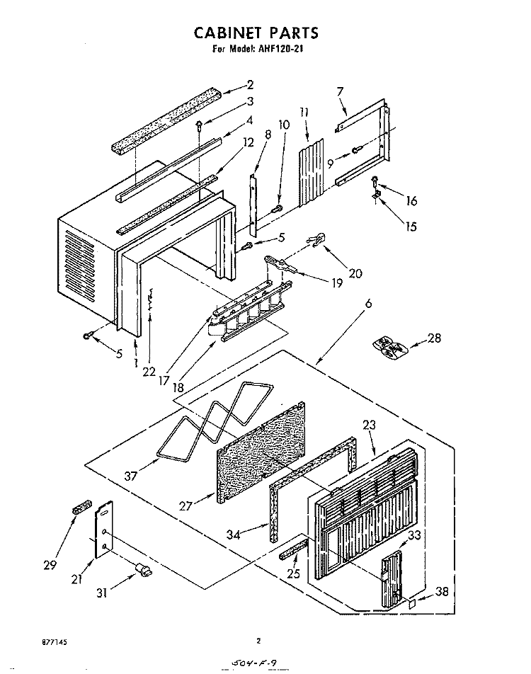 SECTION Diagram and Parts List for AHF12021  Whirlpool Air Conditioner