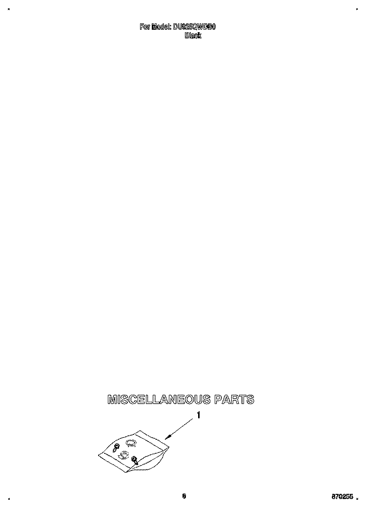 MISCELLANEOUS Diagram and Parts List for DU925QWDB0  Whirlpool Dishwasher
