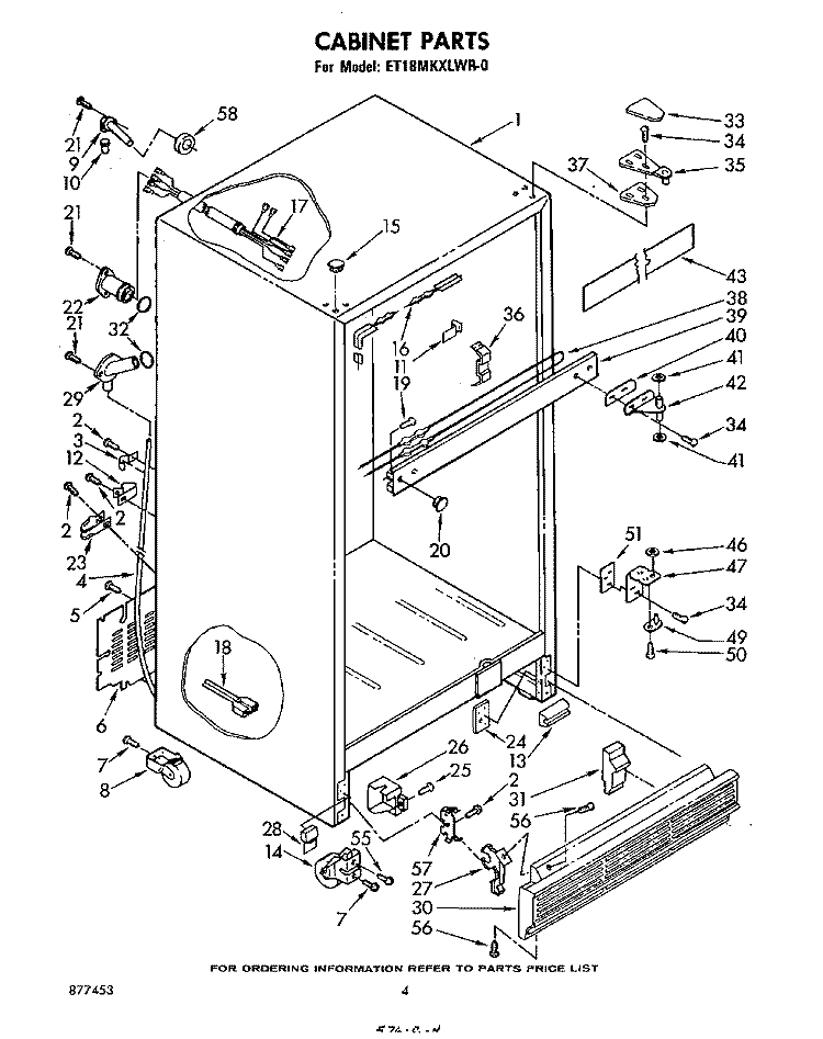 CABINET Diagram and Parts List for ET18MKXLWR0  Whirlpool Refrigerator