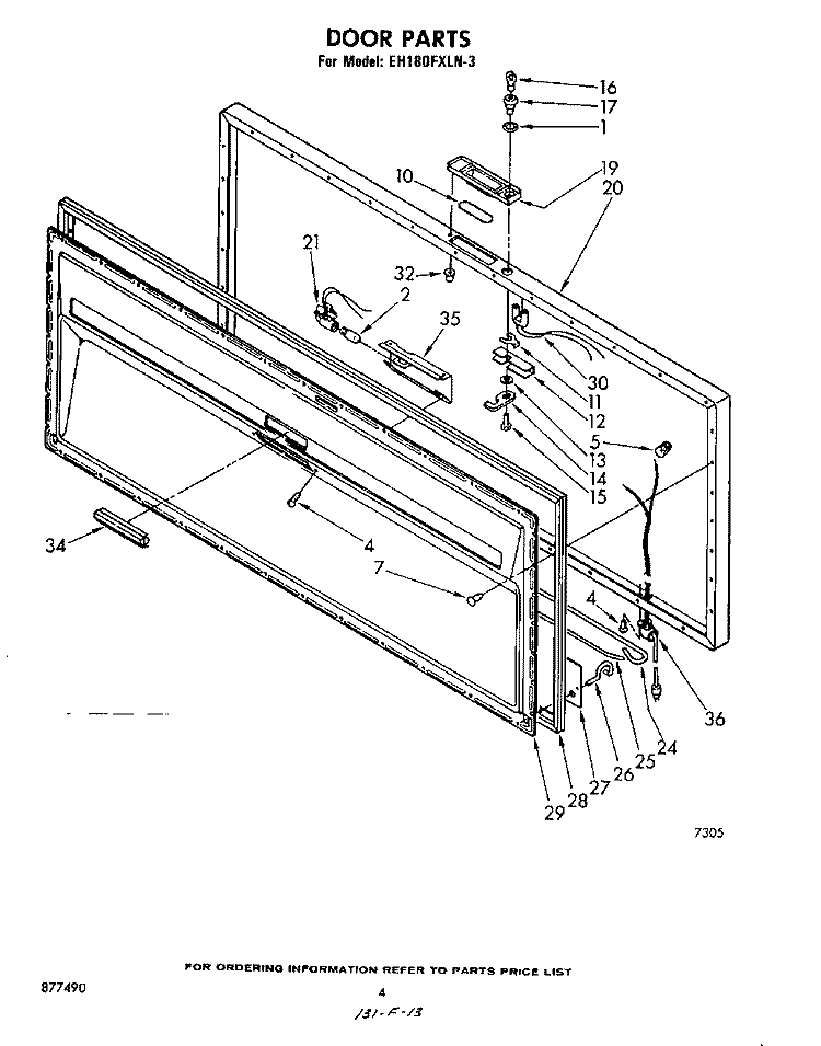 SECTION Diagram and Parts List for EH180FXLN3  Whirlpool Freezer