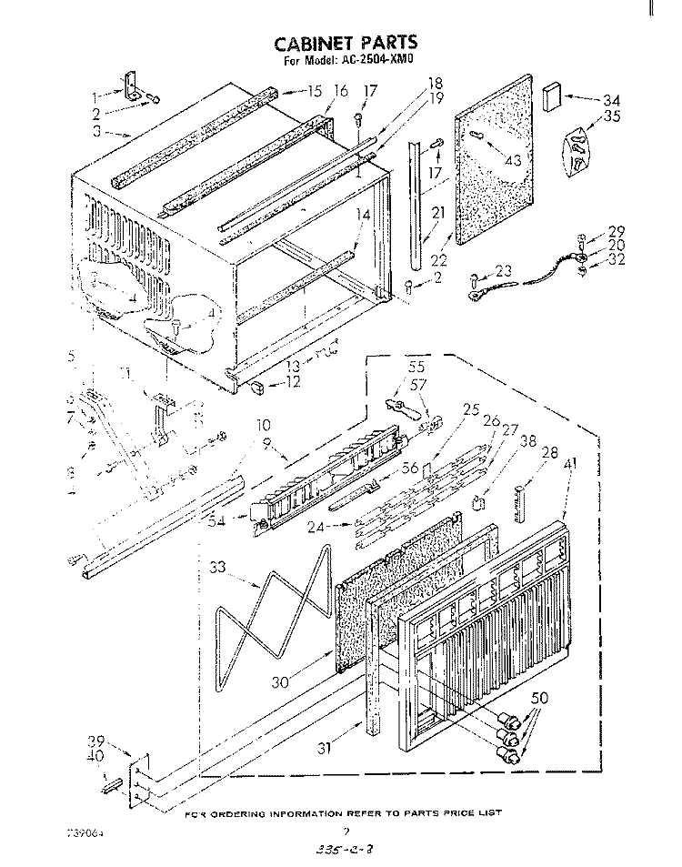 CABINET Diagram and Parts List for AC2504XM0  Whirlpool Air Conditioner