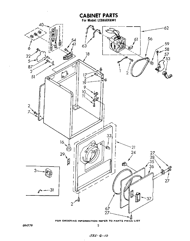 SECTION Diagram and Parts List for LE5650XKW1  Whirlpool Dryer