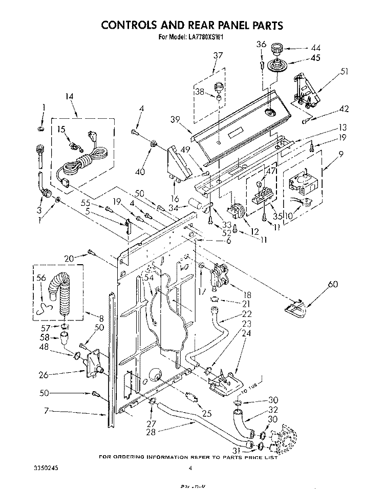 CONTROLS AND REAR PANEL Diagram and Parts List for LA7780XSW1  Whirlpool Washer