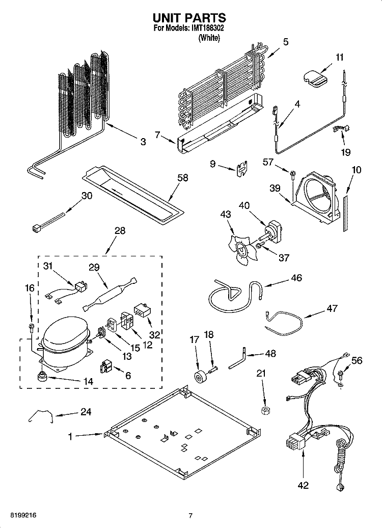 UNIT PARTS Diagram and Parts List for IMT188302  Inglis Refrigerator