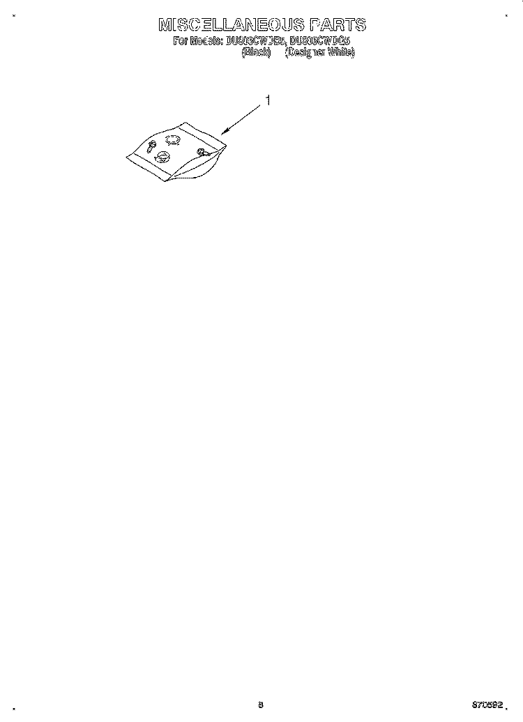MISCELLANEOUS, LIT/OPTIONAL Diagram and Parts List for DU806CWDB5  Whirlpool Dishwasher