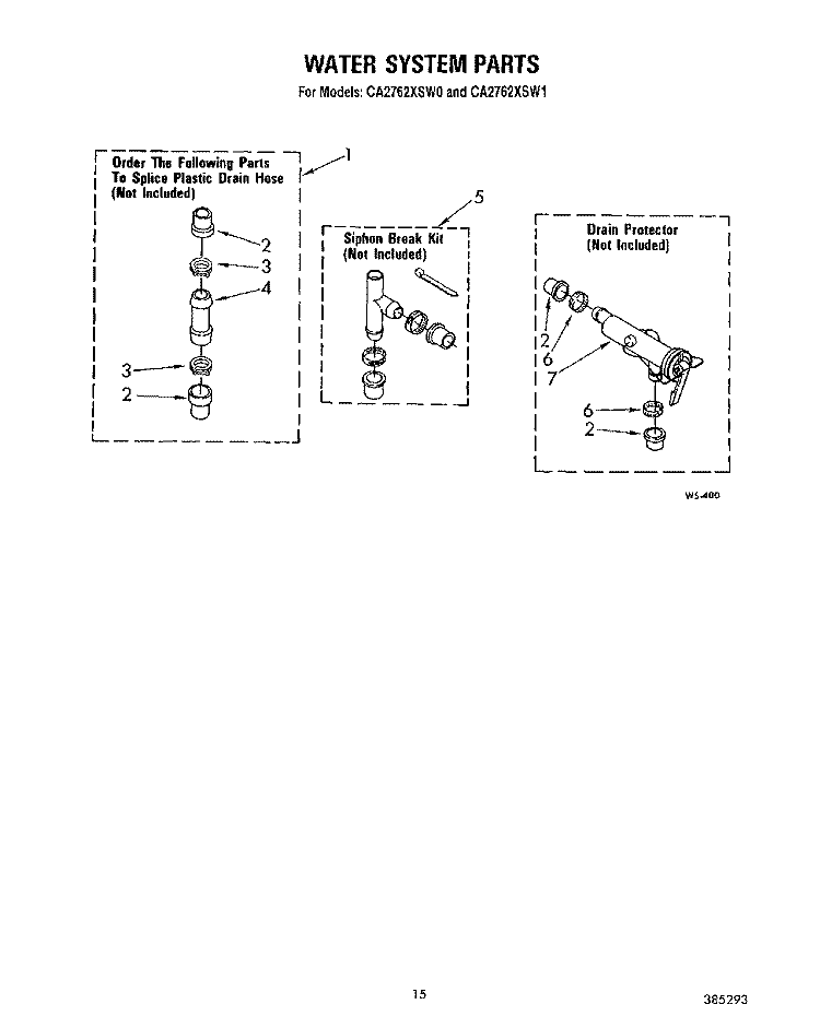 WATER SYSTEM Diagram and Parts List for CA2762XSW0  Whirlpool Washer