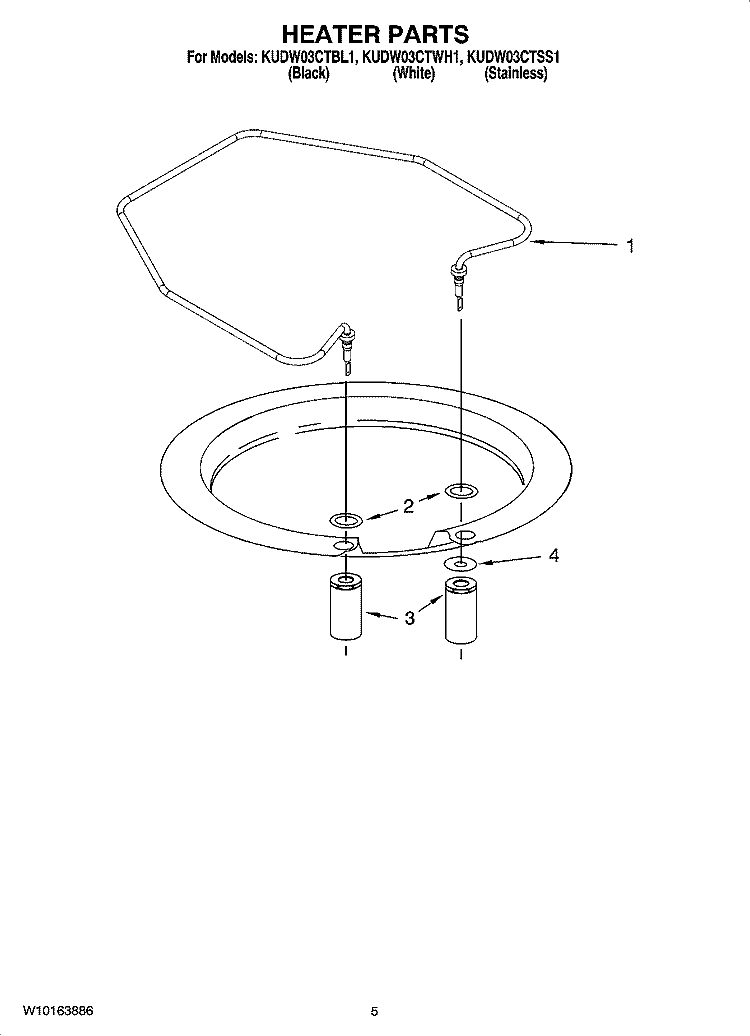 HEATER PARTS Diagram and Parts List for KUDW03CTBL1  KitchenAid Dishwasher