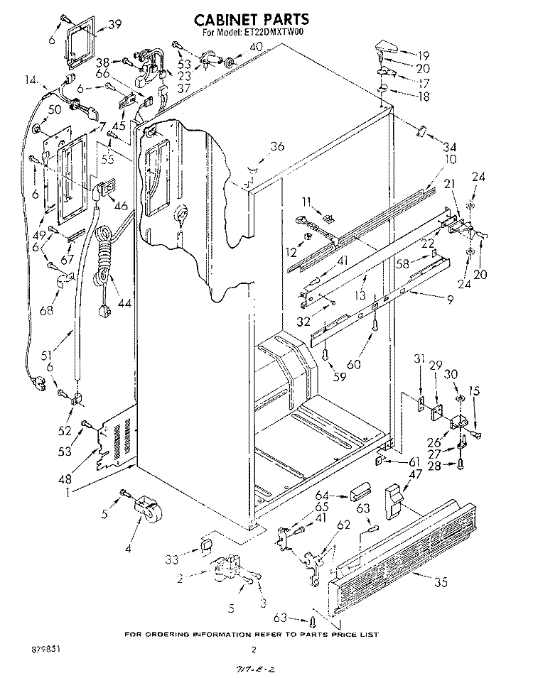 CABINET Diagram and Parts List for ET22DMXTF00  Whirlpool Refrigerator