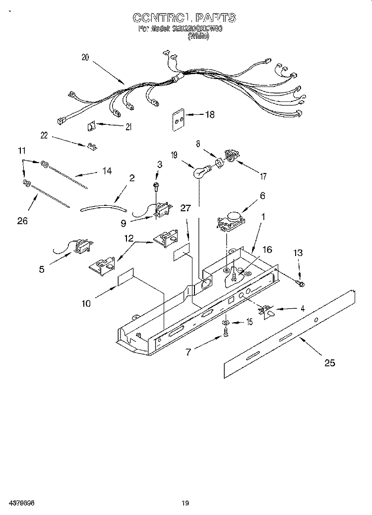 CONTROL, LIT/OPTIONAL Diagram and Parts List for 6ED22DQXDW00  Whirlpool Refrigerator
