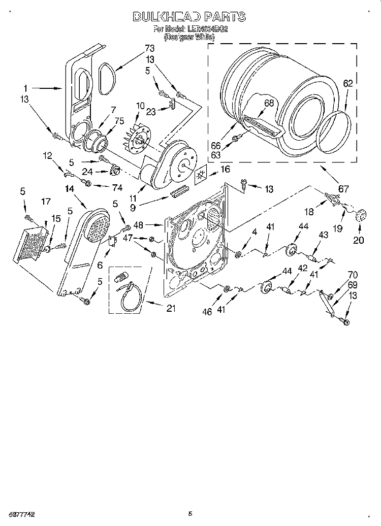SECTION Diagram and Parts List for LER4634BQ2  Whirlpool Dryer