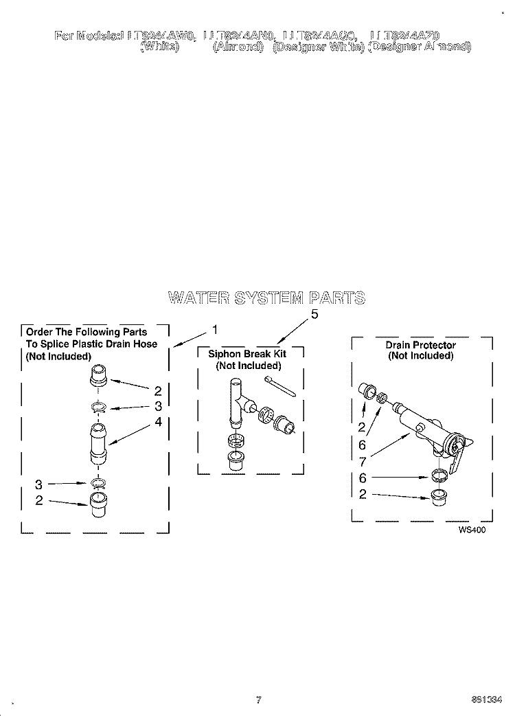 WATER SYSTEM Diagram and Parts List for LLT8244AW0  Whirlpool Washer