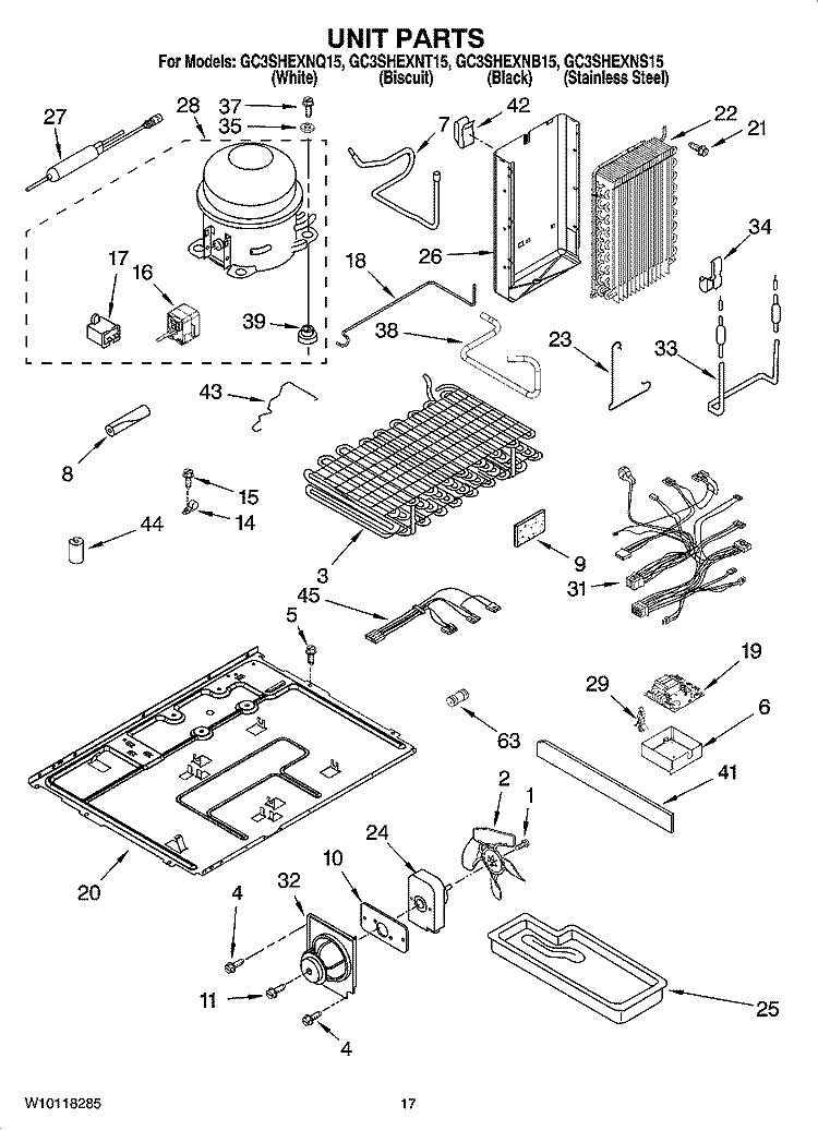UNIT PARTS Diagram and Parts List for GC3SHEXNS15  Whirlpool Refrigerator