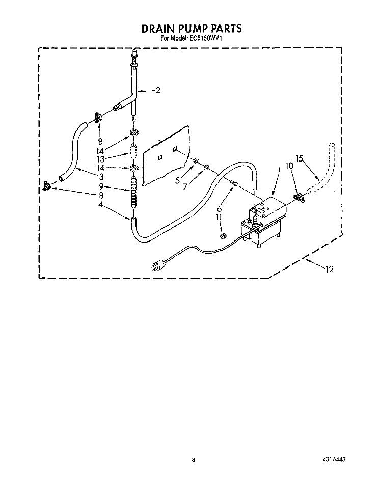 DRAIN PUMP Diagram and Parts List for EC5150WV1  Whirlpool Ice Maker