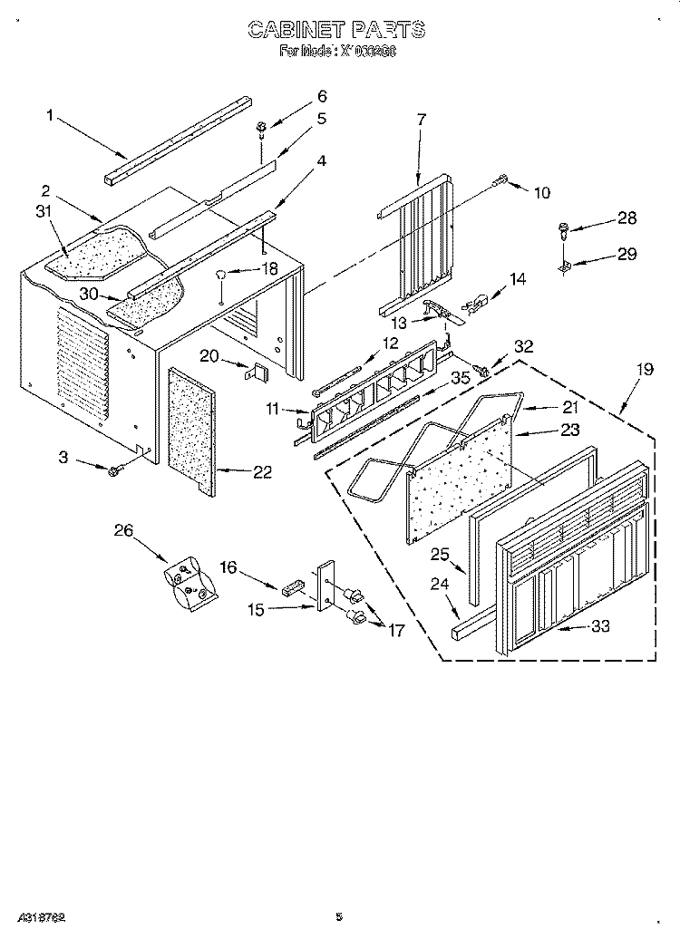 CABINET Diagram and Parts List for X10002G0  Roper Air Conditioner