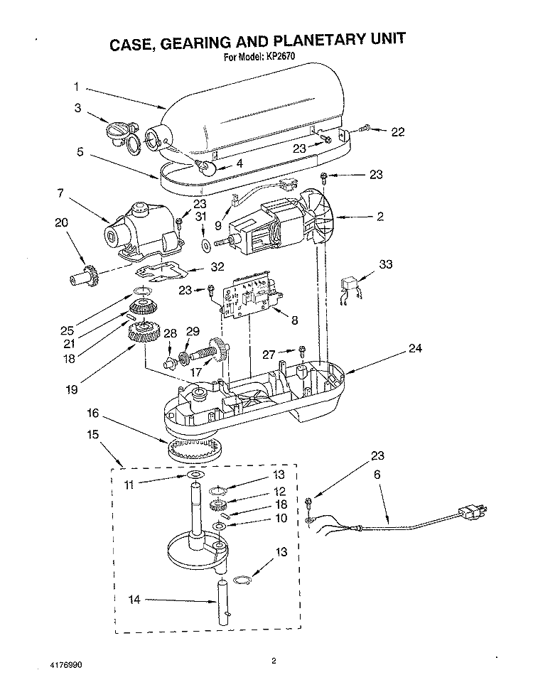 SECTION Diagram and Parts List for KP2670  KitchenAid Mixer