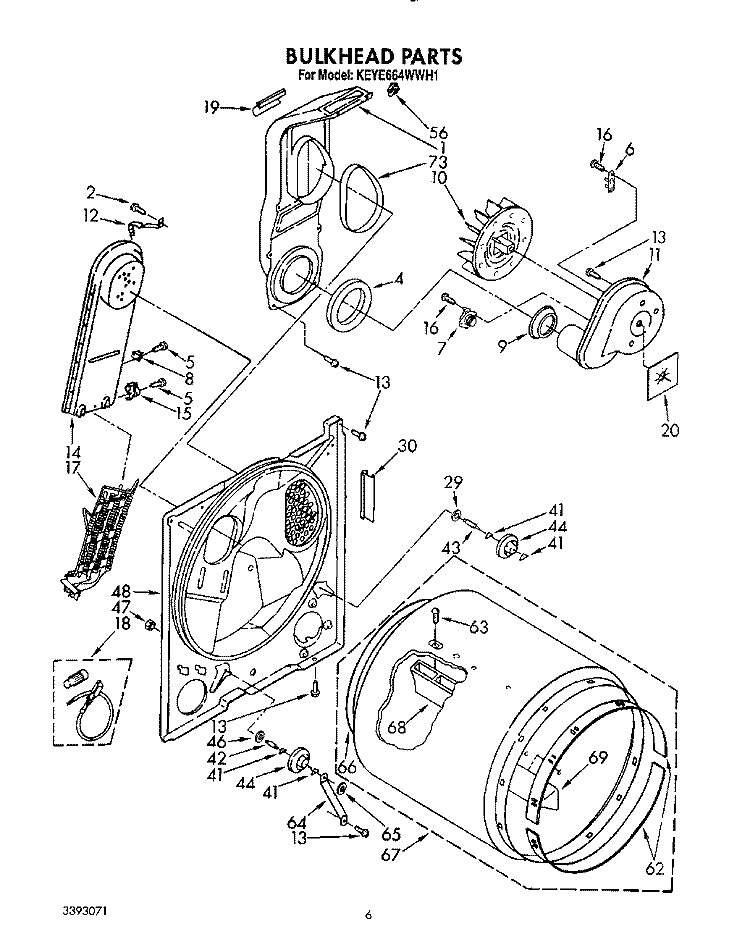 SECTION Diagram and Parts List for KEYE664WAL1  KitchenAid Dryer