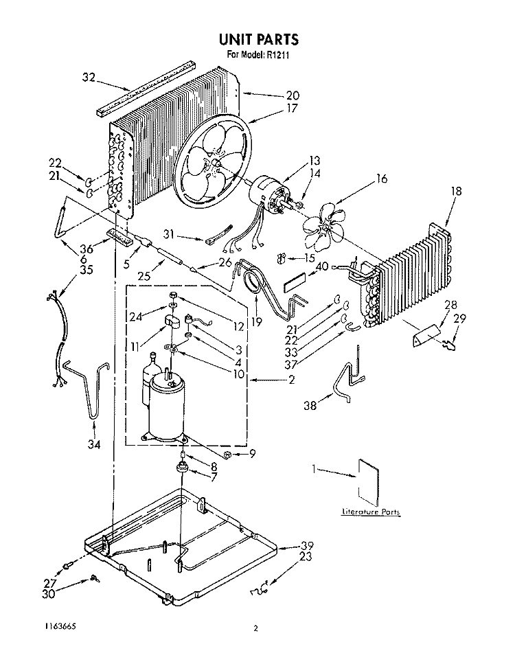 UNIT, LIT/OPTIONAL Diagram and Parts List for R1211  Whirlpool Air Conditioner