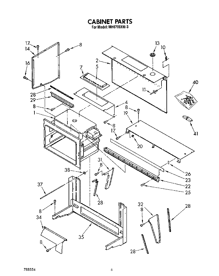 CABINET Diagram and Parts List for MH6700XM3  Whirlpool Microwave
