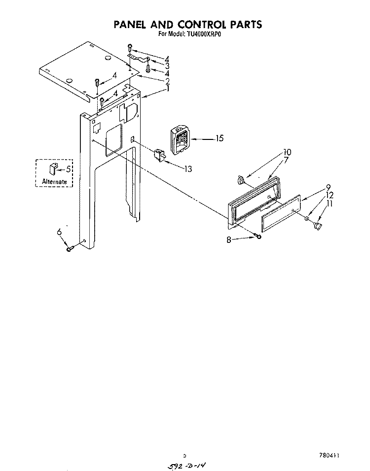 PANEL AND CONTROL Diagram and Parts List for TU4000XRP0  Whirlpool Trash Compactor