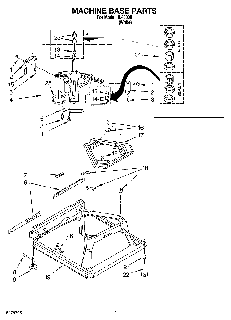 MACHINE BASE PARTS Diagram and Parts List for IL45000  Inglis Washer
