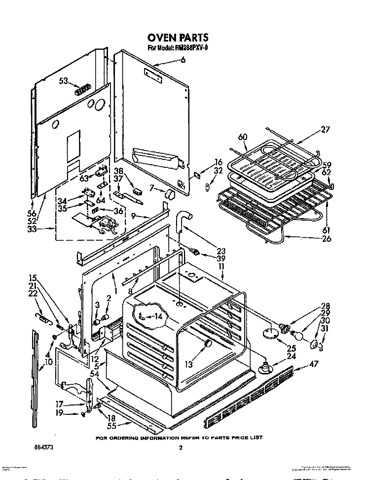 OVEN Diagram and Parts List for RM288PXV0  Whirlpool Microwave Oven Combo