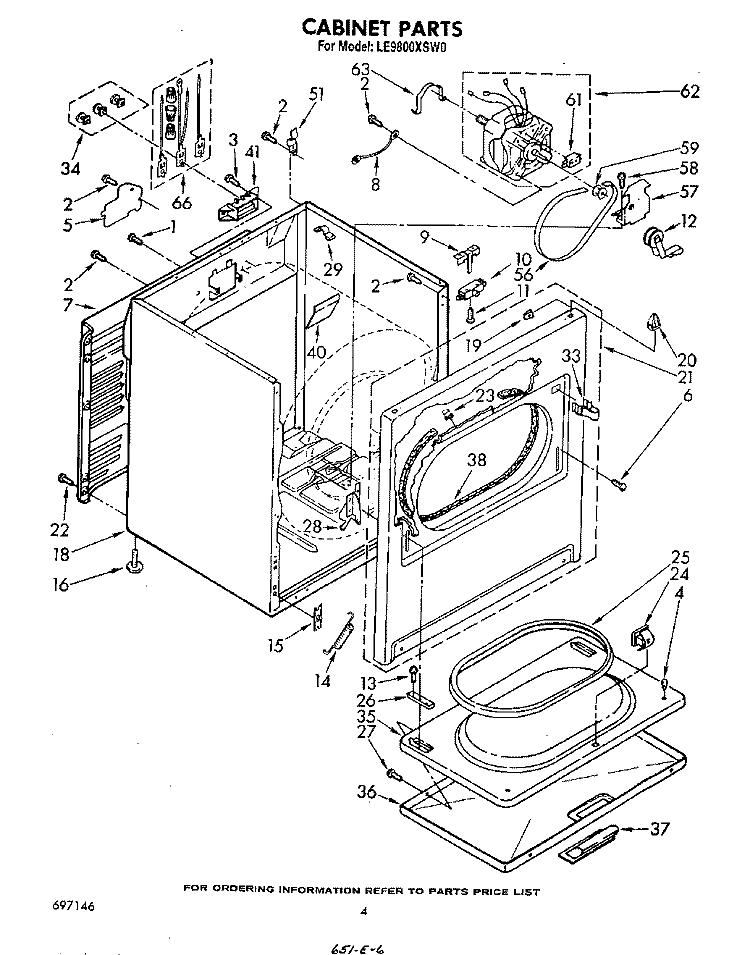 SECTION Diagram and Parts List for LE9800XSW0  Whirlpool Dryer
