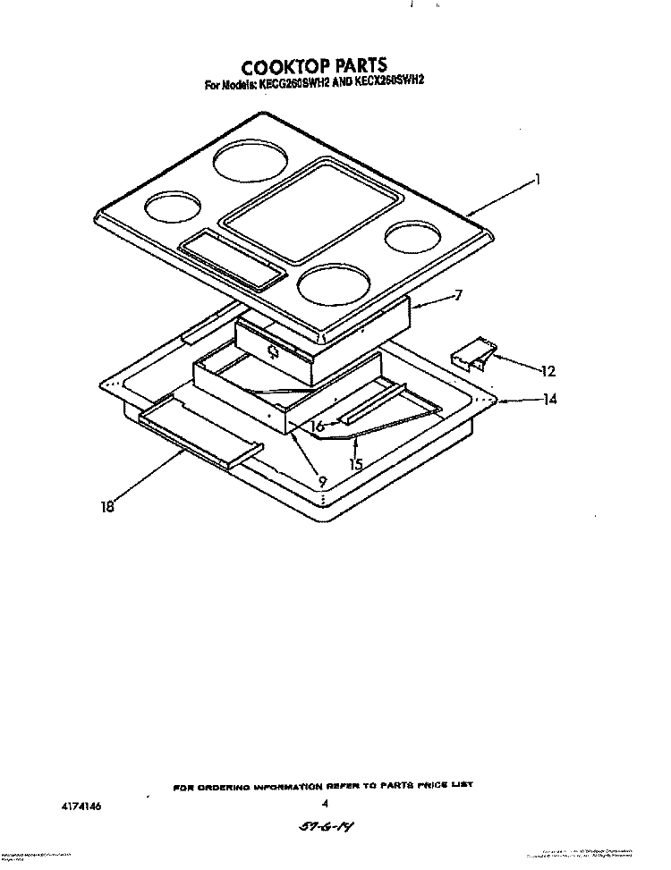 COOKTOP Diagram and Parts List for KECG260SBC2  KitchenAid Cooktop
